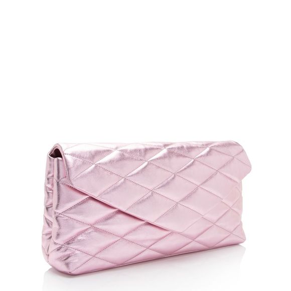 Saint Laurent Metallic Quilted Lambskin Puffer Sade Clutch - Picture 2 of 14
